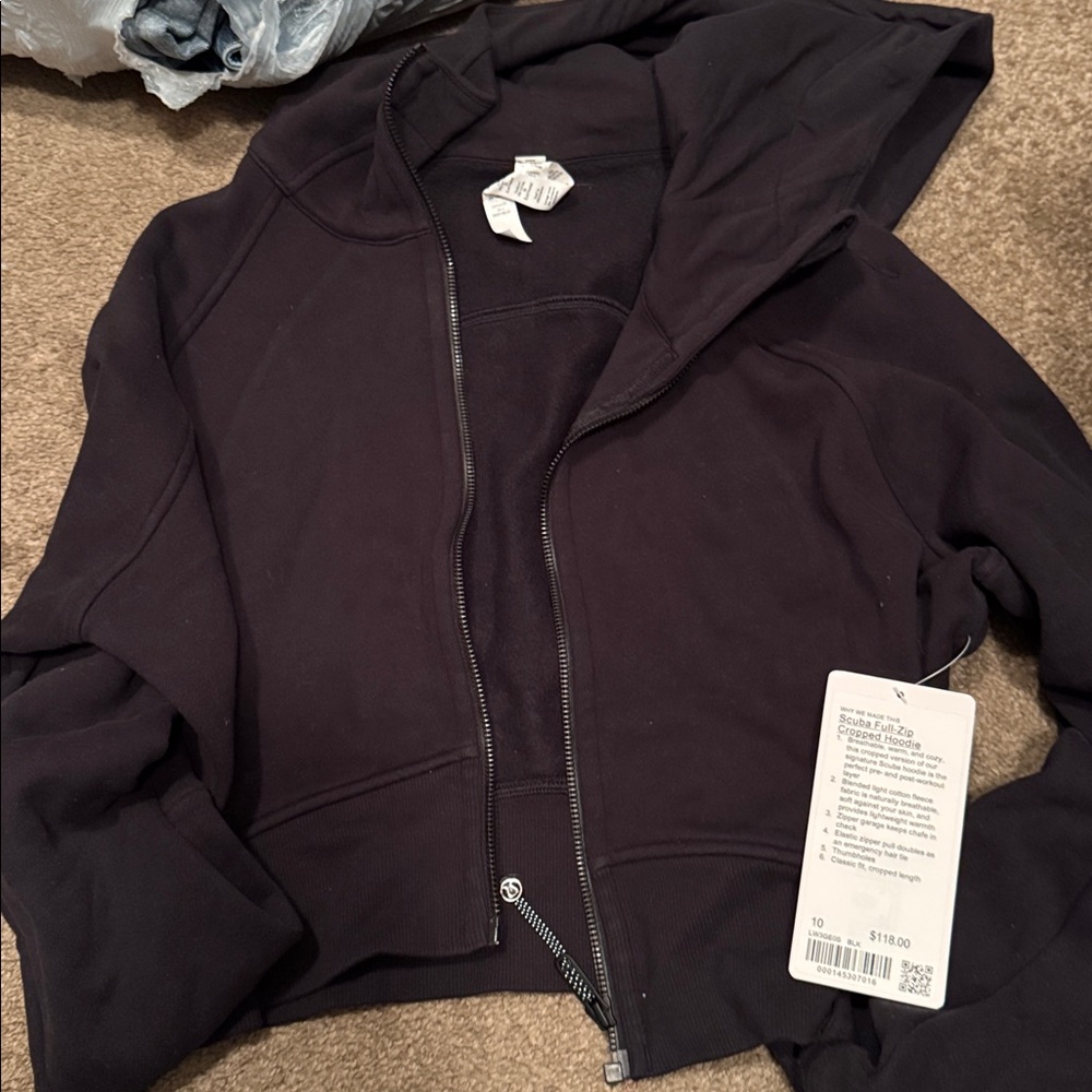 Black Cropped Hoodie lululemon size 10